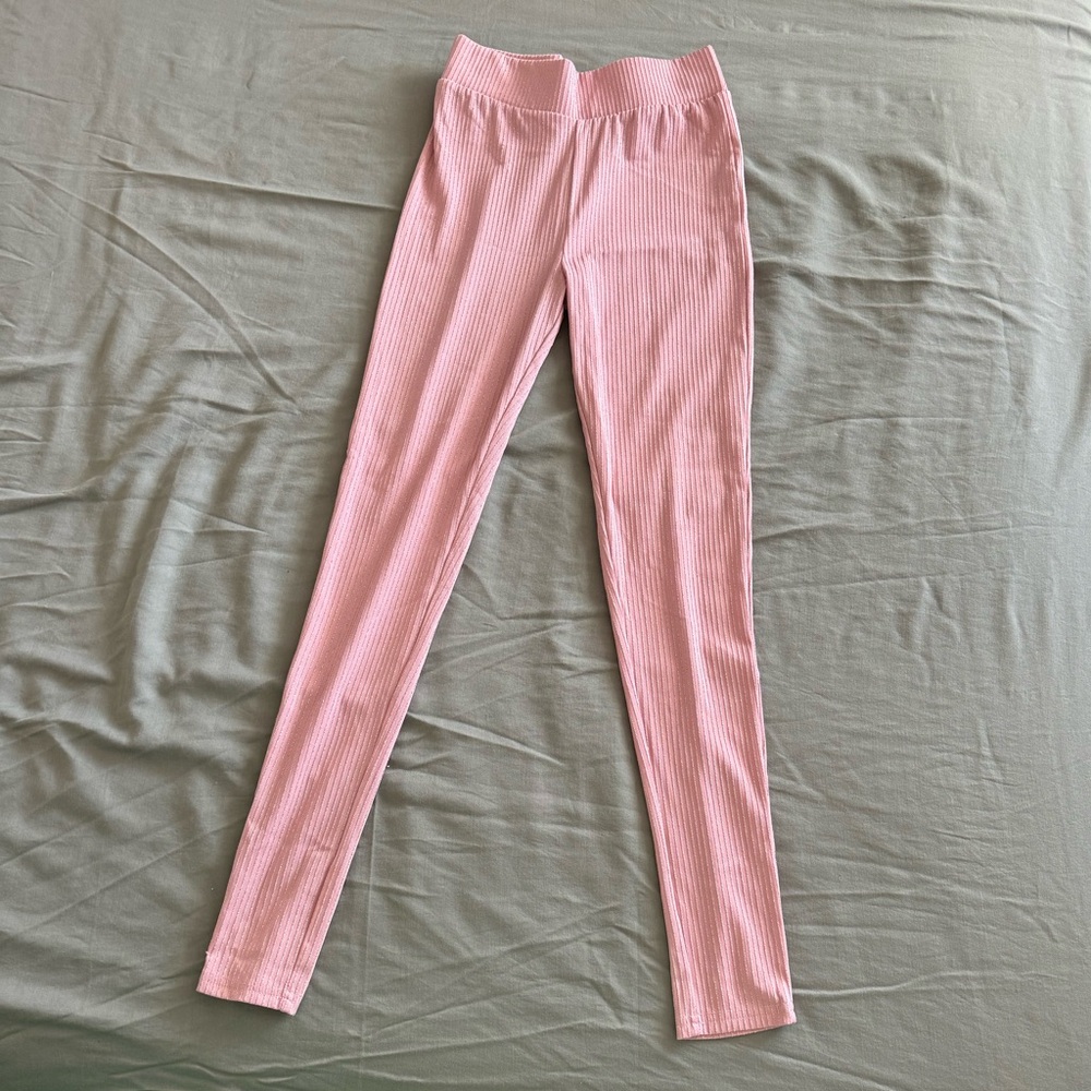 Pink glitter striped tights pants